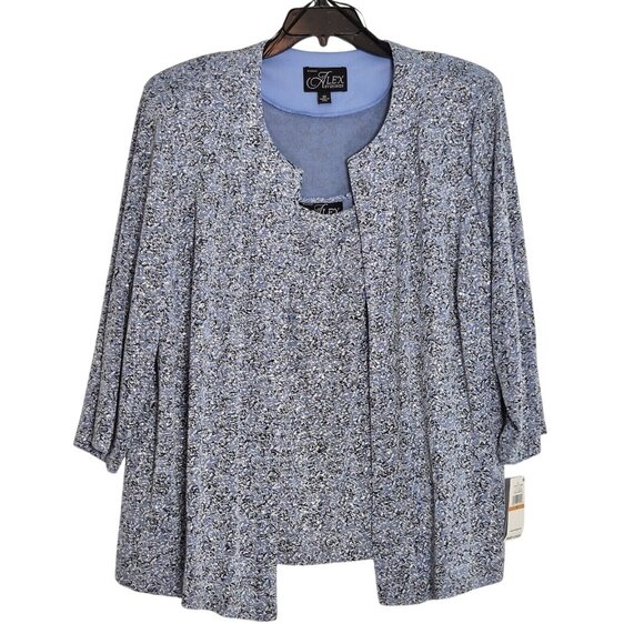 Alex Evenings Women's 2 piece  Jacket And Tank Set Size 3X Plus Blue Hydrange 49 - Picture 4 of 14